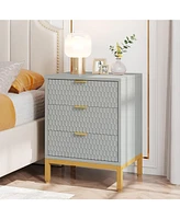 Tribesigns Set of 2 Nightstand with 3-Drawer, 25.8" Tall Modern Bedside Table, Large Side End Table with Storage Drawers for Bedroom