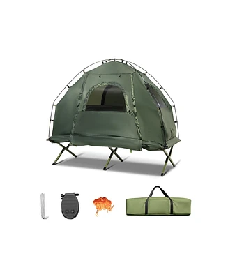 Vebreda 1-Person Folding Camping Tent with Sunshade and Air Mattress