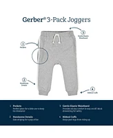 Gerber Baby Boys Mustard & Gray Joggers, 3-pack