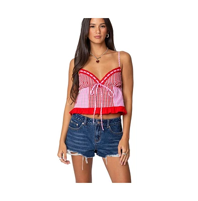 Edikted Women's Joanne Mixed Gingham Tank Top