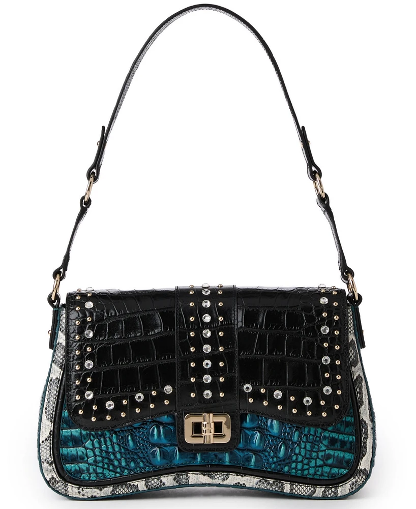 Brahmin Nerida Luminous Studded Embossed Leather Shoulder Bag