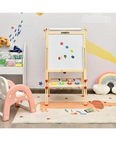Vebreda Kids Art Easel with Paper Roll Double-Sided Regulable Drawing Easel Plank