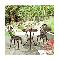 Yaheetech 3 Piece Patio Bistro Table Set with Umbrella Hole