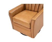 Hulala Home Felisa Modern Genuine Leather Swivel Chair