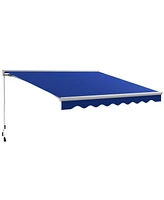 Outsunny 16.5' x 10' Electric Retractable Awning w/ Led Lights, Blue