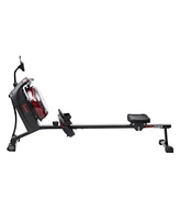 Sunny Health & Fitness Hydro + Dual Resistance Smart Magnetic Water Rowing Machine in