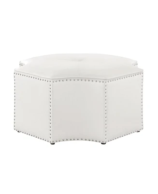 Nicole Miller Joziah Leather Pu Octagon Cocktail Ottoman