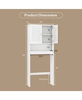 Sugift Over The Toilet Storage Cabinet with Double Doors and Adjustable Shelf