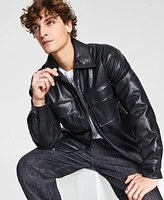 Tinsel Men's Zip Front Faux-Leather Shirt Jacket