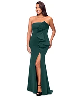 Betsy & Adam Women's Strapless Ruffled Evening Gown