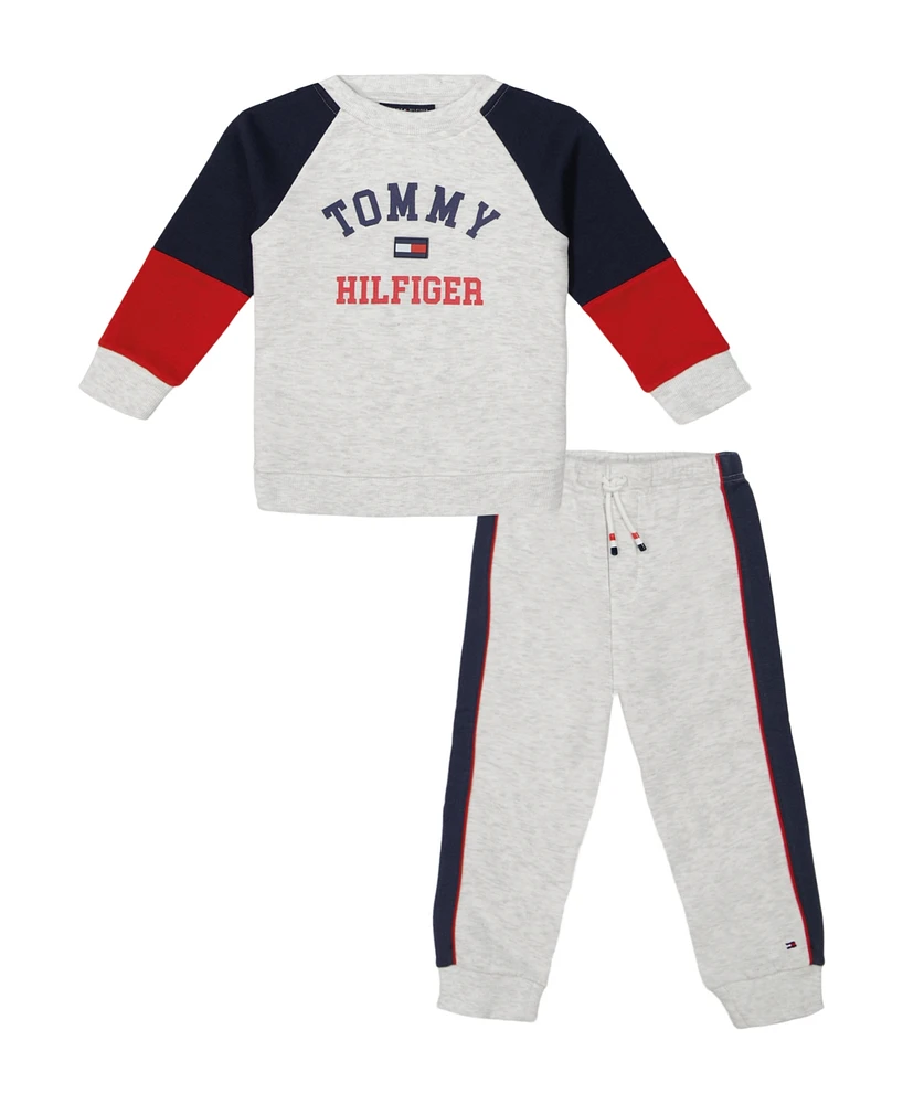 Tommy Hilfiger Toddler Boy Heather Colorblock Fleece Sweatsuit, 2-Piece Set