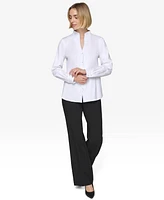 Karl Lagerfeld Paris Women's Button-Front Long-Sleeve Top