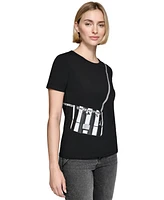 Karl Lagerfeld Paris Women's Cross-Body T-Shirt