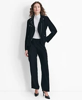 Dkny Women's Velvet Long-Sleeve Zip-Front Moto Jacket