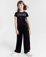 Guess Big Girls Short-Sleeve Rhinestone-Embellished Velour T-Shirt