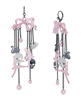 Betsey Johnson Faux Stone Bow Ballerina Chandelier Earrings