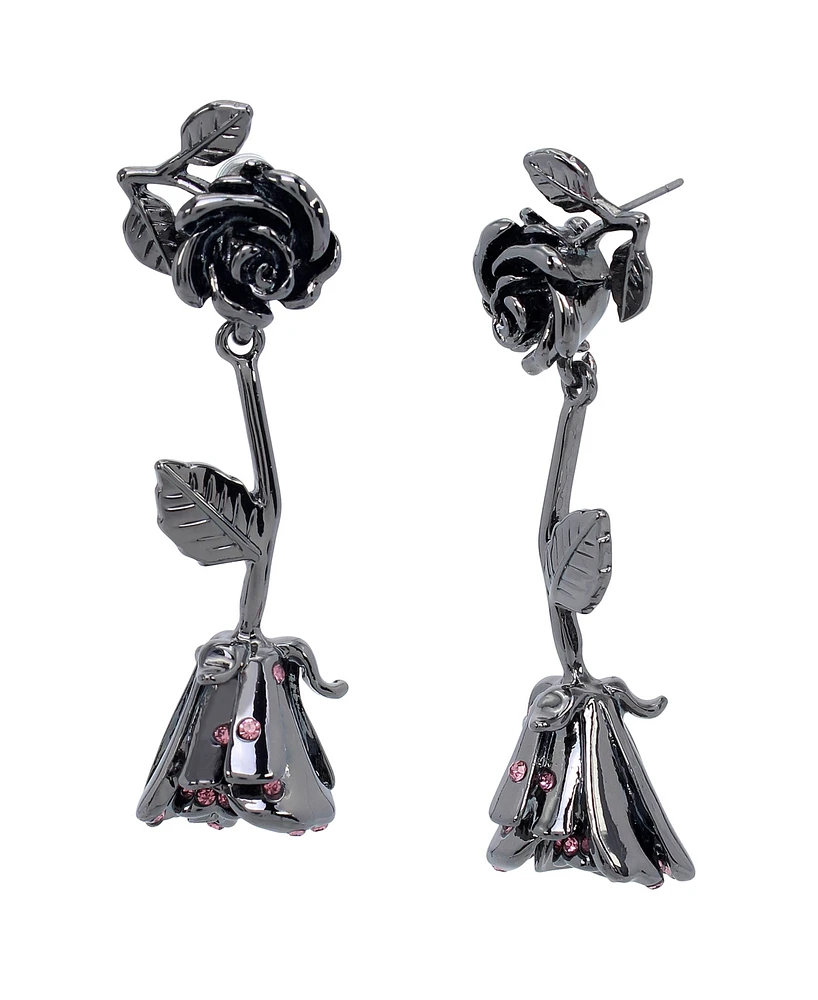 Betsey Johnson Faux Stone Rose Drop Earrings