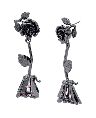 Betsey Johnson Faux Stone Rose Drop Earrings