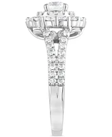 Diamond Double Halo Split Shank Engagement Ring (1-1/2 ct. t.w.) in 14k White Gold