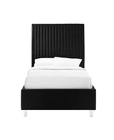 Inspired Home Catelyn Velvet Platform Bed Full