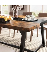 Tribesigns 6FT Rectangle Conference Table, 70.87 Inches Long Meeting Table for Conference Room, Vintage Wood Office Executive Desk with Strong Metal F