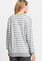 Olsen Women's Long Sleeve Striped V-Neck Pullover