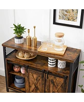 Slickblue Dining Storage Sideboard with Door, Rustic Brown