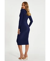 Quiz Women's Ity Ruched Detail Long Sleeve Midi Dress