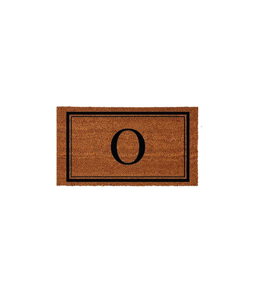 Evergreen Monogram Indoor Outdoor 100% Natural Coir Doormat 28" x 16" | Letter "O"