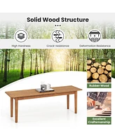 Sugift Solid Wood Dining Bench Entryway Bench with Rubber Wood Legs