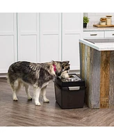 Iris Usa 47 Lbs./45 Qt (15"H) Large Elevated Feeder with Airtight Pet Food Storage Container, Dry Food Bin with Removable Dog Bowls in Lid, At Home or