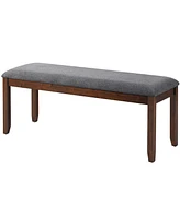Sugift Upholstered Entryway Bench Footstool with Wood Legs