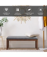 Sugift Upholstered Entryway Bench Footstool with Wood Legs