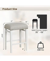 Sugift 2 Pieces 24.5/29.5 Inch Backless Barstools with Padded Seat Cushions-29.5 inches