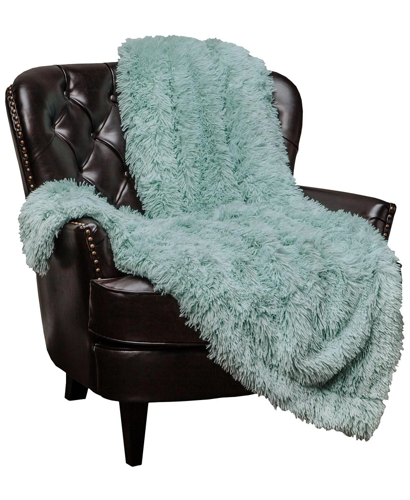 Chanasya Premium Solid Faux Long Fur Throw Blanket - Soft, Fuzzy For Bed or Couch 60" x 70" Aubergine