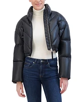 Hudson Jeans Women's Cropped Chevron Quilted Puffer Jacket