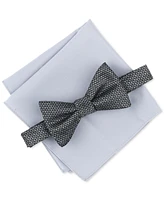 Alfani Men's Earl Textured Bow Tie & Solid Pocket Square Set, Created for Macy's