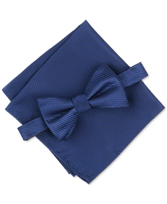 Alfani Men's Earl Textured Bow Tie & Solid Pocket Square Set, Created for Macy's