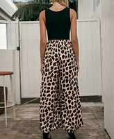 Cupshe Women's Black Square Neck Tank & Leopard Wide Leg Jumpsuit