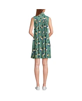 Lands' End Women's Cotton Voile Mock Neck Shift Dress