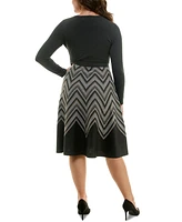 Taylor Plus Chevron Scoop-Neck Sweater Dress