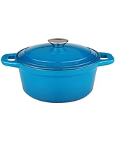 BergHOFF Neo 5pc Cast Iron Cookware Set with Slotted Steak Press, Blue