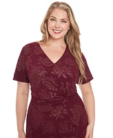 London Times Plus Size Side-Twist Flounce-Hem Sheath Dress