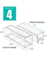 Sorbus 4 Pack Small Clear Stackable Pull-Out Drawers - Organization and Storage Containers for Kitchen, Pantry, Bathroom and More