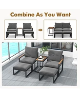 Sugift 5 Pieces Aluminum Frame Weatherproof Outdoor Conversation Set with Soft Cushions