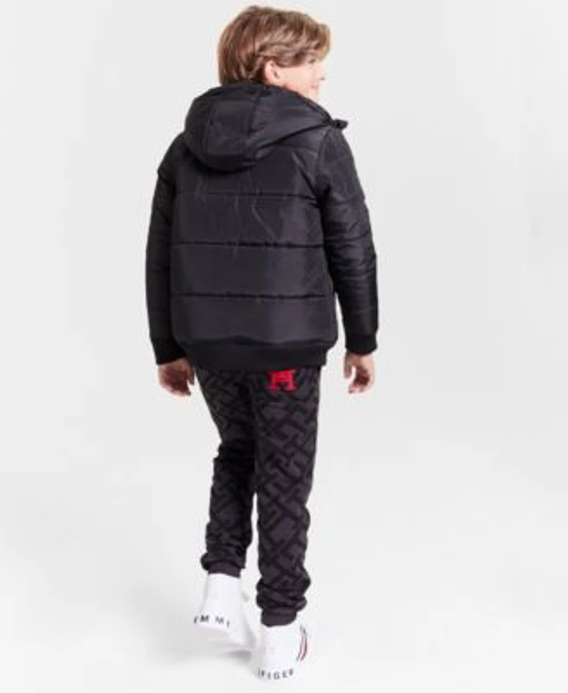 Tommy Hilfiger Big Boys Hilfiger Logo Bomber Jacket Printed Hoodie Printed Joggers