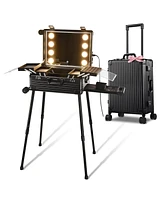 Byootique Rolling Makeup Case Inch Led Lighted Mirror Cosmetic Travel Trolley