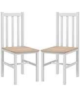 Homcom Farmhouse Armless Dining Chairs, Set of 2 with Slat Back, White