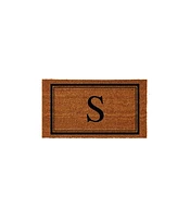 Evergreen Monogram Indoor Outdoor 100% Natural Coir Doormat 28" x 16" | Letter "S"