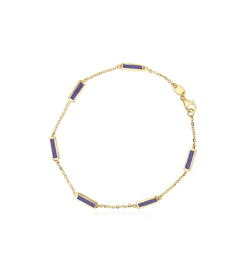 The Lovery Amethyst Bar Chain Bracelet 14K Gold